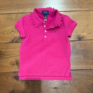 Polo by Ralph Lauren Girls' Ruffle Collar Polo in Bright Pink